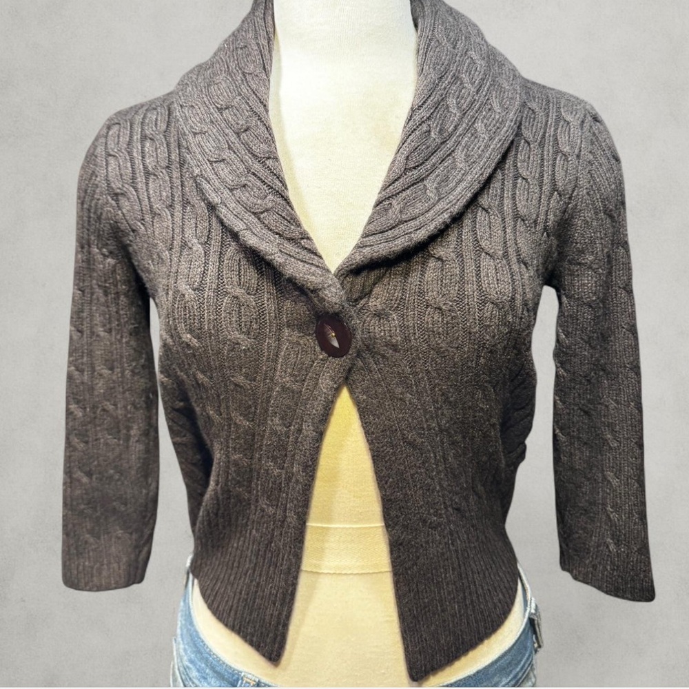 Ann Taylor LOFT medium brown cropped cardigan